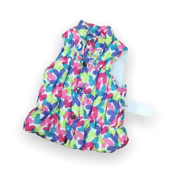 Kids Headquarters Girls Vest Size 12 Mo Colorful Puffy Puffer Pink Blue NEW - Picture 4 of 8